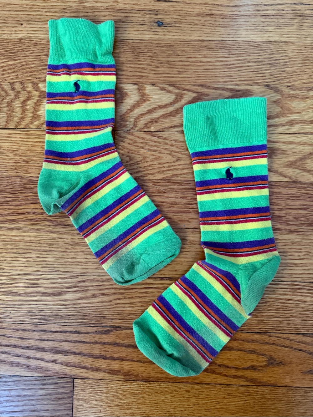Polo by Ralph Lauren Green Striped Crew Socks with Multicolor Bands